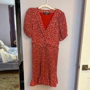 Zara Red Wrap Peplum Midi Dress